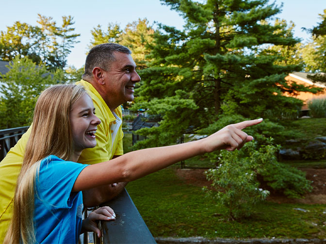 Father and daughter at Falconry exhibit