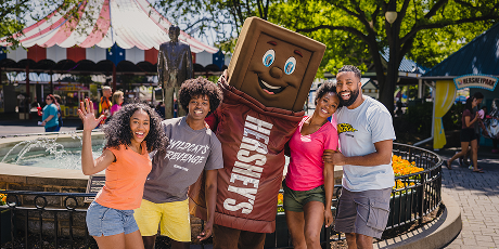 Family with Hershey's Chocolate Bar character