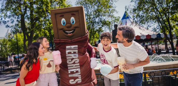 family with the Hershey bar character